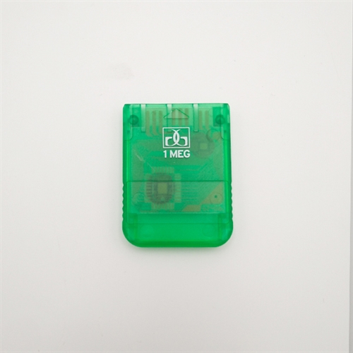 Uoriginalt Memory Card - Clear Grøn - 1 Mega - Playstation 1 Tilbehør (B Grade) (Genbrug) 